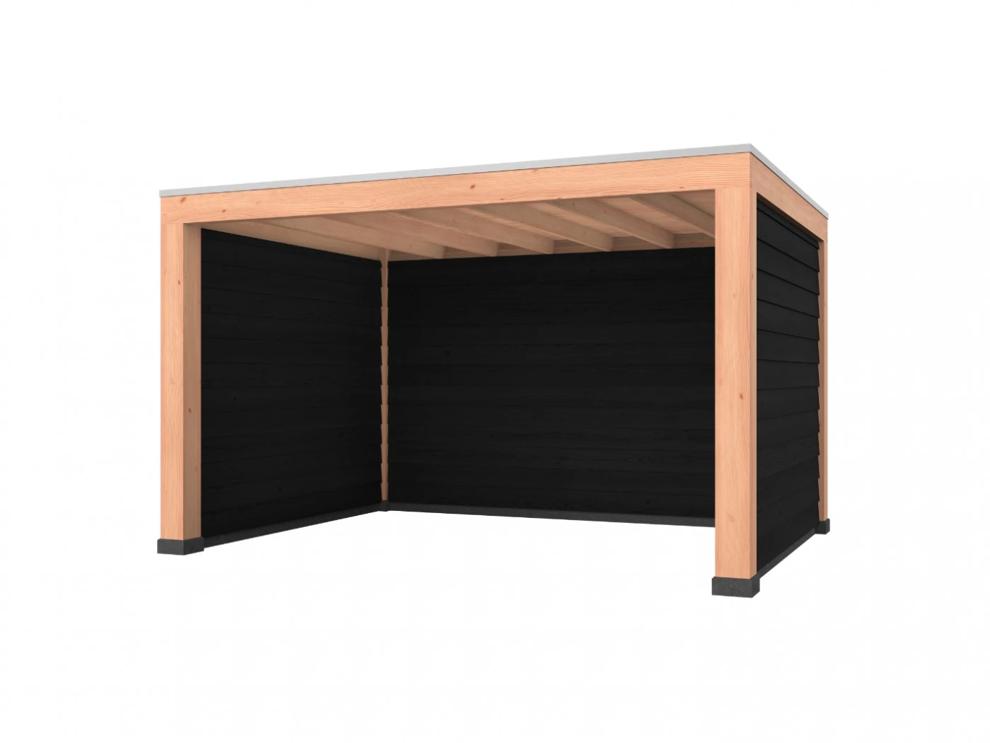 Douglas overkapping, 400 x 300, met zwarte achterwand en twee zijwanden, Westwood Modern - Afbeelding 1